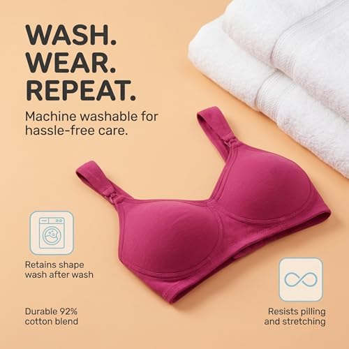Image of The Mom Store Mom Nursing Bra | Full Coverage Non Padded Bra | Feeding Bra | Maternity Bra | Non Wired Bra | Cotton Blend