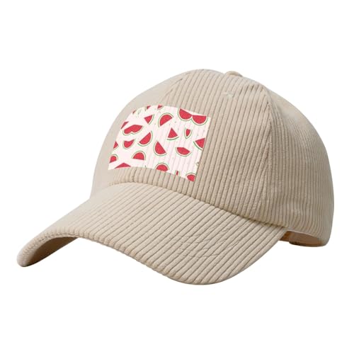 XZDZDG Gorra de béisbol de pana rosa sandía para uso diario, deportes al aire libre, viajes