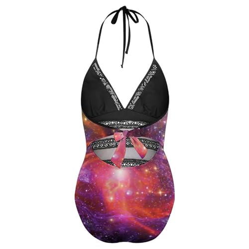 Bikini set une pièce imprimé galaxie violette au tissu extensible premium