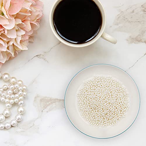 Pearls Beads, 1450 Pcs Round Loose Art Beads, 6mm White Pearls, Luster Glossy Polished for DIY Art Craft Jewellery Making Decorations