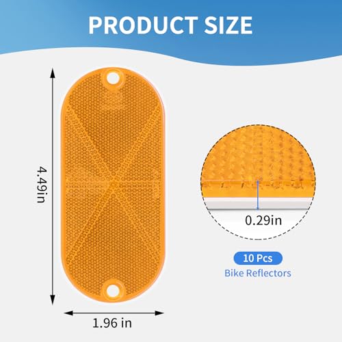 Image of 10 Pack Oval Reflectors Yellow Self Adhesive Or Drill Mount Quick Mount for Driveway Fence Gate Posts Trailers Safety Reflectors Automobiles Boats Mailboxes Reflector