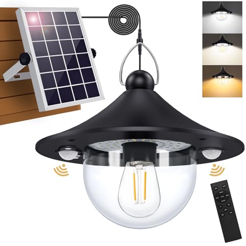 Auzev Solar Shed Light Indoor Outdoor Pendant Lights Solar Powered with 2 Motion Sensor, Waterproof...