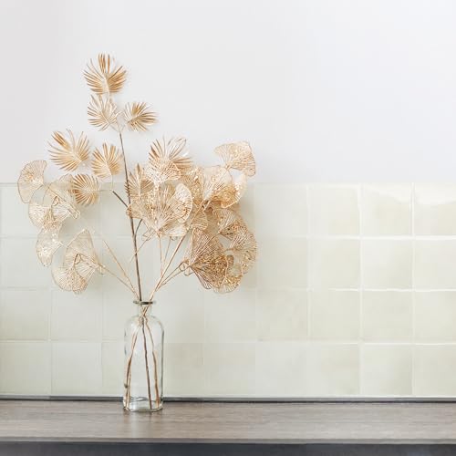SMART TILES Płytka chroniąca przed zachlapaniem do naklejenia - 5 arkuszy po 22,86 cm x 22,86 cm - 3D klej do naklejania płytki chroniącej przed zachlapaniem do kuchni, łazienki, płytki ścienne, Oia