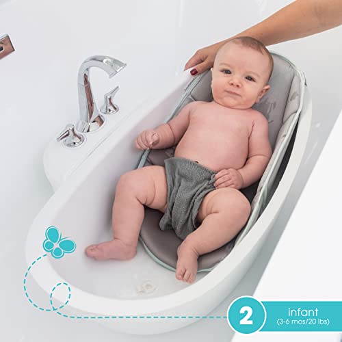 Summer® My Size™ Tub 4-In-1 Modern Bathing System - For Ages 0-24 Months – Baby Bathtub Includes Soft Support, Pull-Down Sprayer And Removable Water Tank, Rinse And Pour Cups, And Drain Plug #TOP5