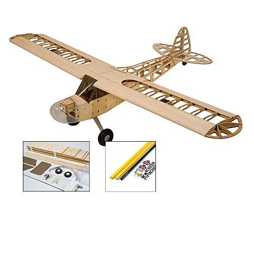 Balsa Wood Electric Airplane 1.2M Piper Cub J3 By Dw Hobby;Wood Laser-Cutting J3 Remote Control Aeroplane For Adults; Rc Unassembled Flying Model For Fun (S0801B) #TOP1