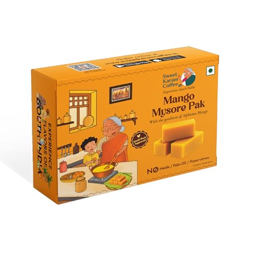 Image of Sweet Karam Coffee Mango Mysore Pak - 100g | No Maida or Preservatives | Traditional South Indian Sweet | Soft & Rich Melt-in-the-Mouth Texture | Authentic Homemade Recipe | Perfect Festive treat