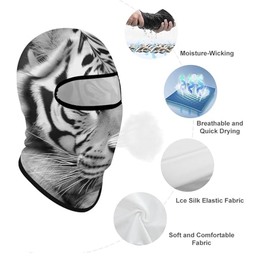 Balaclava para Hombre con Máscara de Invierno Negro y Blanco con Estampado de Tigre para Ciclismo, Esquí y Actividades al Aire Libre miniatura 3
