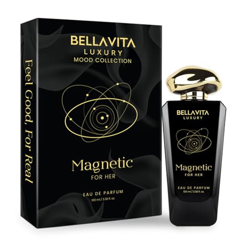 Bellavita Luxury Magnetic for her Eau de Parfum | 100 ml (3.4 fl.oz.) | Perfume for Women | Floral-Gourmand, Cassis, Rose, and Caramel Notes | Long Lasting Women's Fragrance