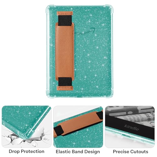 Image of iDLEHANDS Clear Glitter Case for 7 inch Tablet Case - Ultra Slim Soft TPU Transparent Cover & Lightweight with Hand-Strap, Brown