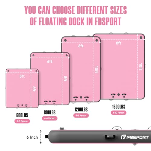 FBSPORT Inflatable Floating Dock Lake Floats for Adults, Floating Docks Platform Island Raft, Non-Slip Inflatable Water Dock Mat for Pool Beach Ocean, 6x5ft Gray Pink by FBSPORT - Image 5