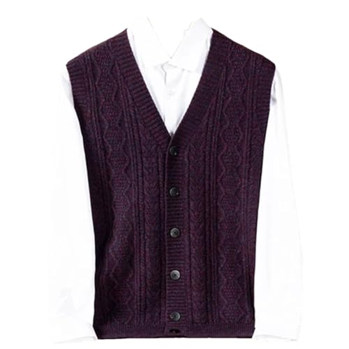 Men's Fashion Cardigan Vest V-Neck Knitted Cashmere Sweater Sleeveless Waistcoat