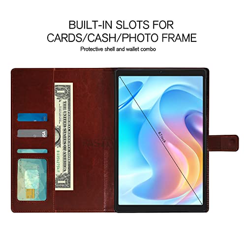 Image of Fastway Multi Protective Leather Case with Viewing Stand and Card Slots Flip Cover for Realme Pad Mini 8.7 inch Tablet (Brown)