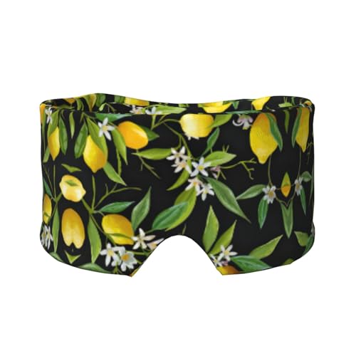レモンと花のプリントスリープマスク、メンズ、レディース、ソフトアイカバー、防音スリープイヤーマフヘッドバンド旅行、昼寝用