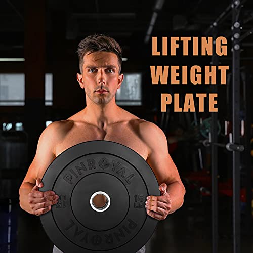 Pinroyal Bumper Plates 15Lb Set, Olympic Weight Plates With 2 Inch Stainless Steel Hub, Rubber Barbell Weights To Protect Floor, Smooth Strength Training Plates To Protect Bar From Scratches, Pair #TOP6