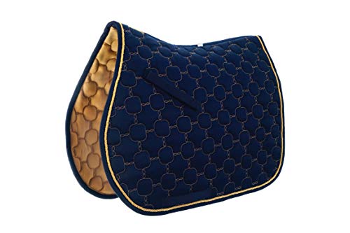 Roma Ecole Noble Saddle Pad - All Purpose - Size:Full Color:Navy/Gold