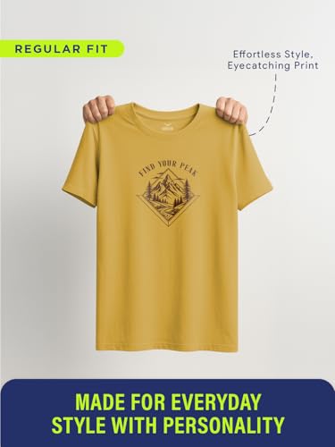 Image of Nobero Men's Regular Graphic Printed T-Shirt for Men | Soft Cotton | Classic Fit | Printed Casual Tshirt for Men