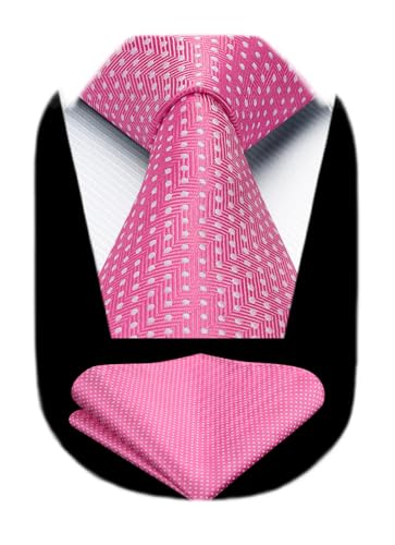 Image of HISDERN Polka Dot Ties for Men Classic Silk Ties and Pocket Square Formal Business Necktie Handkerchief Wedding Party