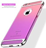 Auroralove iPhone 6 Plus/6s Plus 5.5 Inch 3 in 1 TPU Gradient Soft Slim Transparent Shockproof Aromor Rubberized Silicone Case for iPhone 6 Plus/6s Plus-Red and Purple