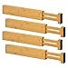 Joejis Divisor de cajón de bambú con resorte divisor organizador de cajón expandible de 33 a 43cm juego de 4 divisores de cajón multifuncionales para ropa cubiertos herramientas y más