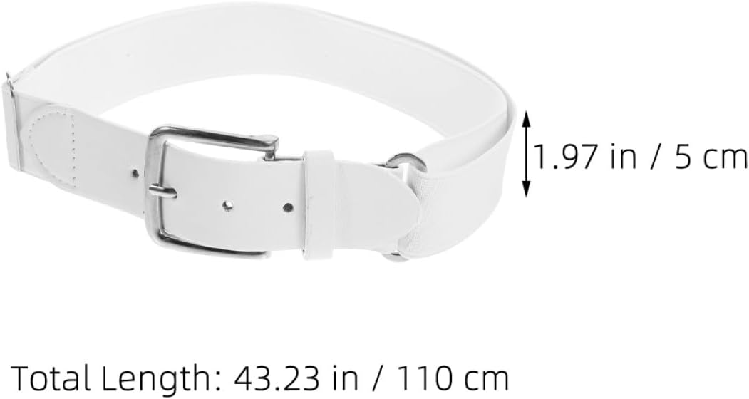 BESTYASH 2pcs Adjustable Baseball Softball Elastic Pu Leather Belt for Men Women Youth Sports Uniform Waist Outdoor Use White