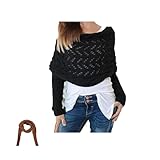 Multifunctional Knit Scarf With Sleeves - Crochet Pattern for Women (A-Black)
