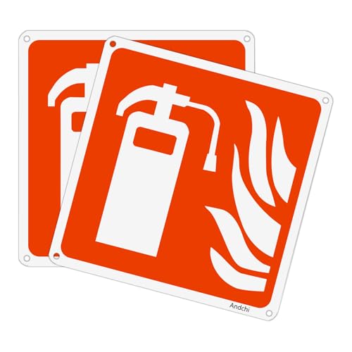 Andchi 2 pezzi Segnale antincendio Segnaletica in alluminio, 200x200 mm