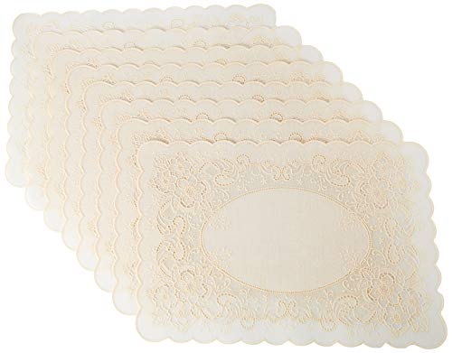 Sana Enterprises Spill Proof Easy Care Vinyl Wipe Clean Washable Placemats for Dining Kitchen Table (Light Beige) Stain and Heat Resistant Anti-Skid Place Mats,12 X 18 Inches, Set of 8