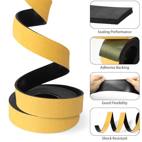 DGSL Neoprene Rubber Sheet Self Adhesive, 4" Wide x 1/16" Thick x 10' Long Solid Rubber Sheets, Rolls & Strips for Crafts, Pads, Protection, Supports, Leveling, Anti-Vibration, Anti-Slip