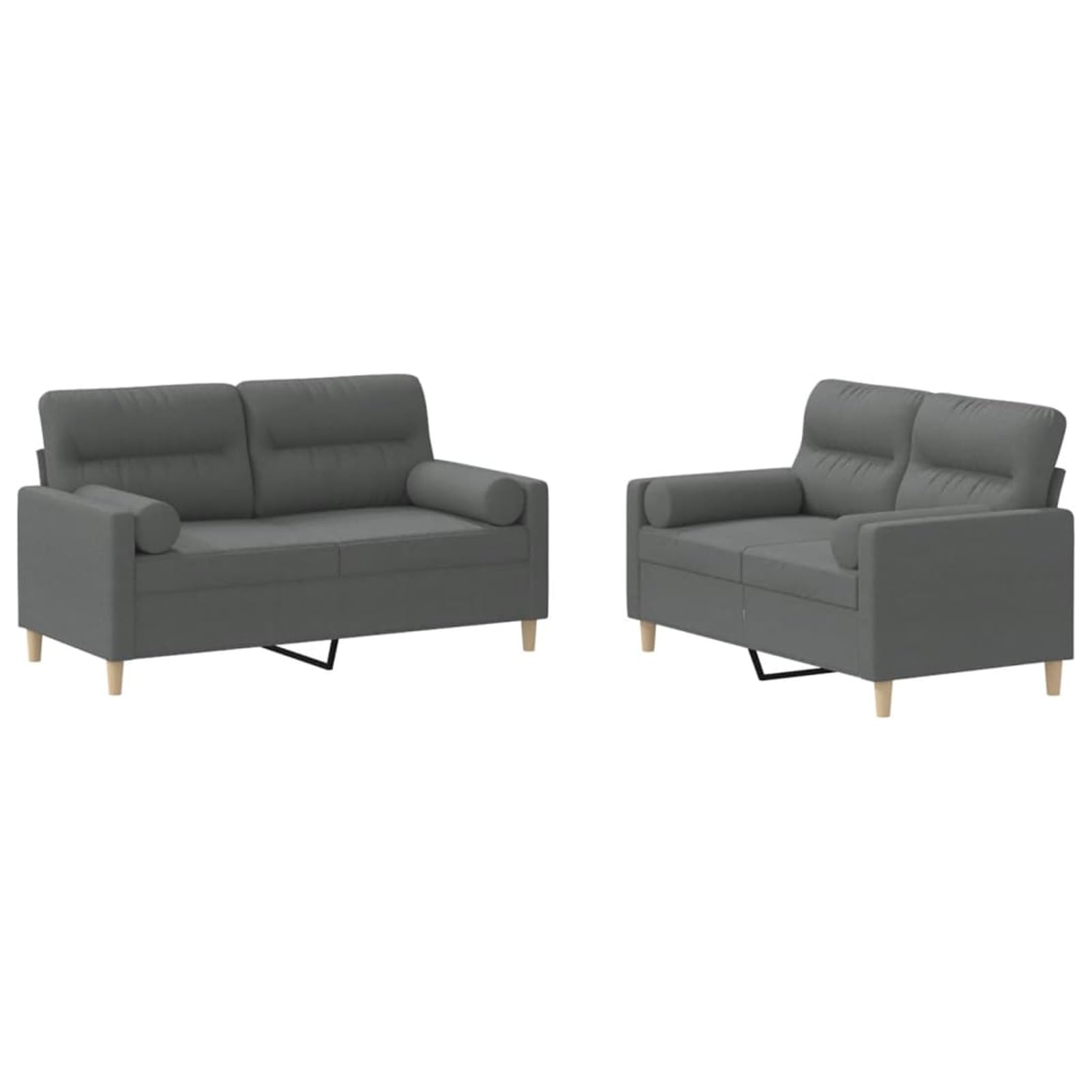 2-TLG. Sofagarnitur mit Kissen Dunkelgrau Stoff, Sofa Mit Relaxfunktion, Couchgarnitur, Wohnzimmer Sofa, Couch, Sofa Set 3201585