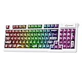 ZIYOU LANG×FREEWOLF M95 Transparente Membrantastatur, kabelgebundene Gaming-Tastatur mit RGB-Hintergrundbeleuchtung, 96 leise Tasten mit mechanischem Tippgefühl, 26-Tasten-Anti-Ghosting (Schwarz)