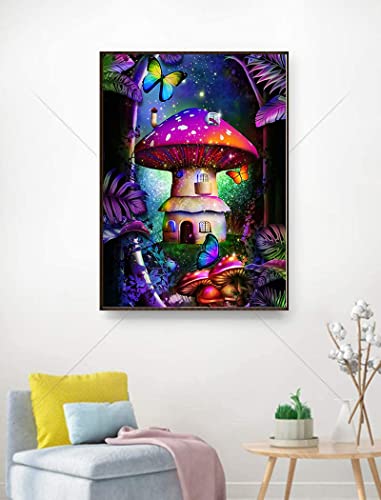 Kthofcy 5D Diy Diamond Painting Kits For Adults Kids Mushroom House Butterfly Full Drill Embroidery Cross Stitch Crystal Rhinestone Paintings Pictures Arts Wall Decor Painting Dots Kits 15.7X11.8 In #TOP1