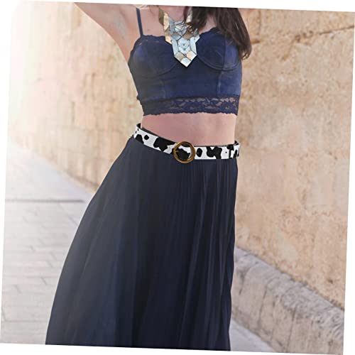Ethnic Style Cow Print Waistband for Women Premium Imitation Leather Pin Buckle Belt Lightweight Casual Jeans Dress Accessory Fashion Strap for Daily Wear4