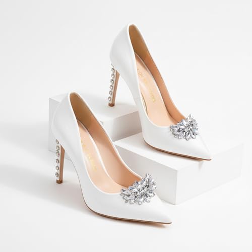 Yolev 4 Pcs Rhinestone Shoe Clips for Women Elegant Shoe Charms Detachable Crystal Shoe Clips Sparkling Clip on Shoe Embellishments for Bridal Wedding Prom Party Christmas High Heels Accessories