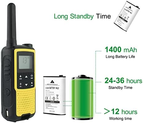 22 Channels FRS Radio Rechargeable NOAA 2 Pack with Gang Charger (Yellow) - 1