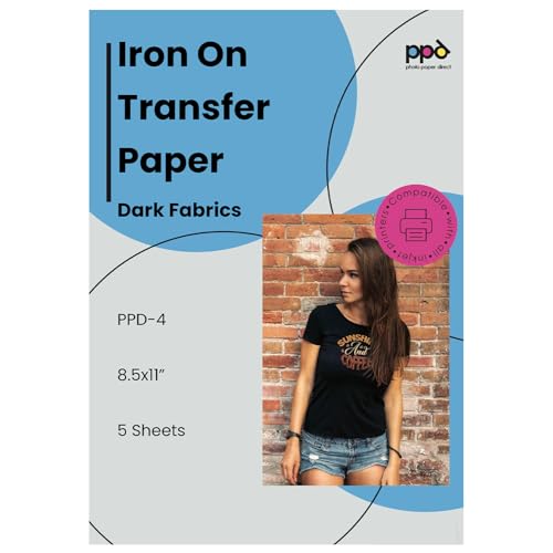 PPD 5 Sheets 8.5x11' Iron-on Heat Transfer Paper Dark Fabrics Inkjet