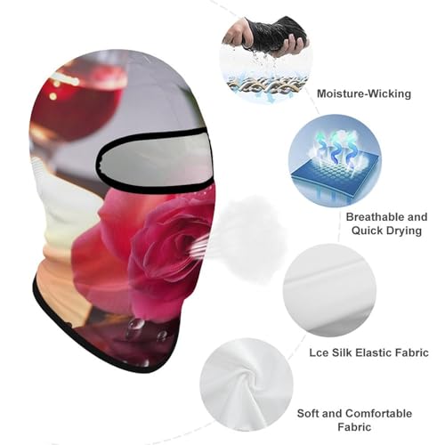 Balaclava Romántica con Diseño de Rosa para Hombre y Mujer, Máscara Facial con Protección Solar, Transpirable y de Cabeza Completa para Senderismo, Ciclismo, Carreras y Conducción miniatura 3