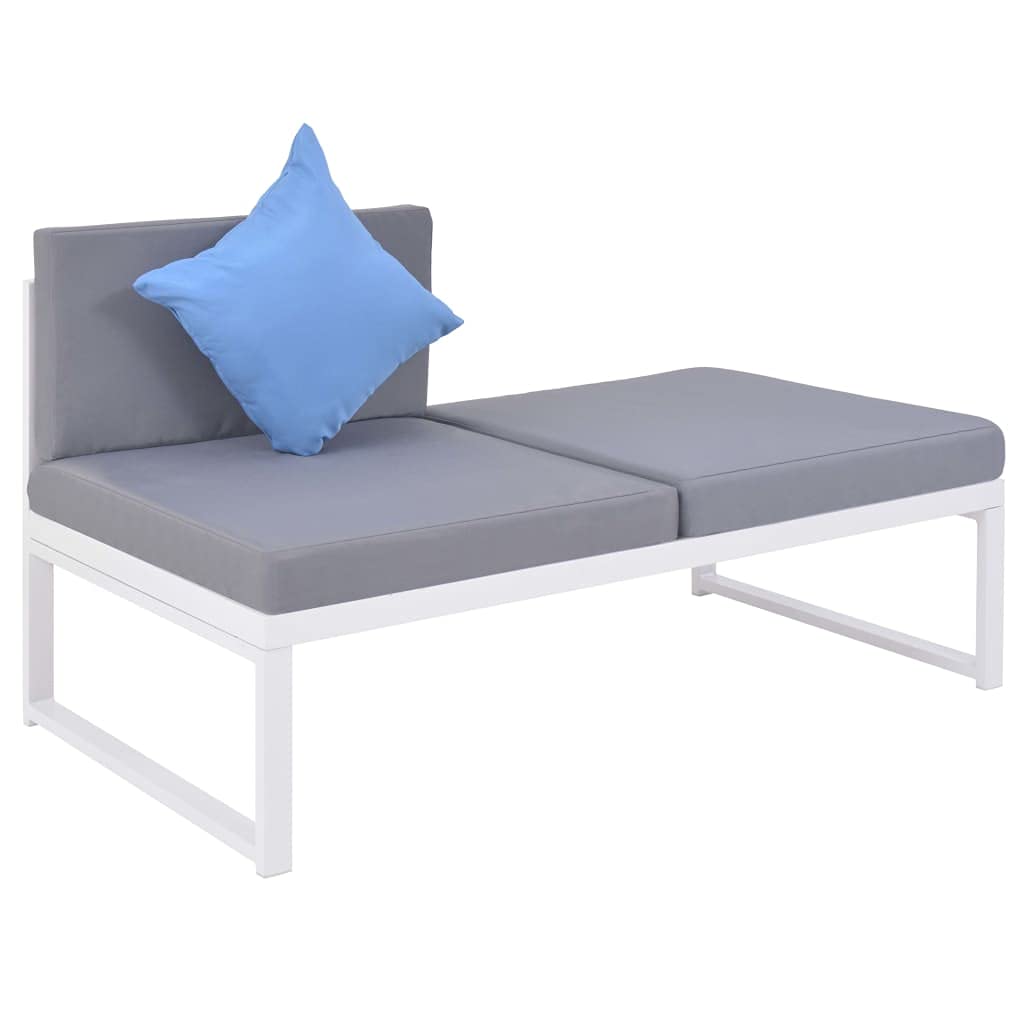 5-częściowy zestaw wypoczynkowy ogrodowy z nakładkami, aluminium i WPC, 2-osobowa sofa, narożnik, stolik kawowy, leżak do opalania, zestaw mebli ogrodowych na balkon, do wypoczynku i na