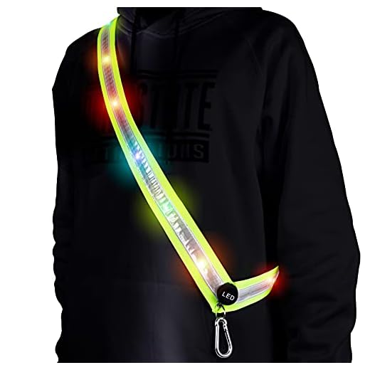 OLIKER LED Reflective Running Gear High Visibility LED Flashing Sash Outdoor Running Cycling Hiking Jogging Rechargeable Illuminating Gear for Men and Women Night Safety Walking Gear (Green)