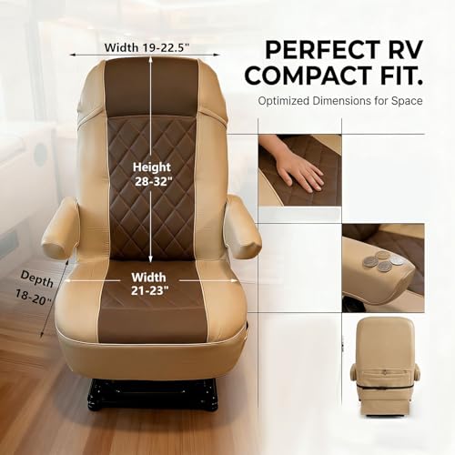 BeadChica RV Seat Covers Captains Chairs,Faux Leather Motorhome Seat Cover 2PCS for Class A RV,Camper Trailer & Van,Pet Friendly and Waterproof with Armrest Covers & Storage Pockets(Coffee) - Thumbnail 7