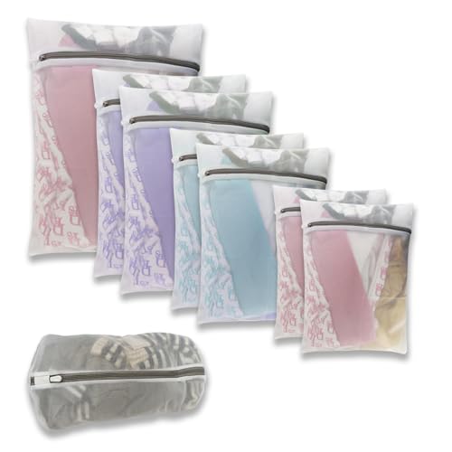 Bolsas de Lavandería para Lavadora,8 unidades Red de lavandería Bolsa de Lavadora Bolsa de Lavandería de Malla con Cremallera para Ropa Delicada Sujetador Interior Calcetines Zapatos