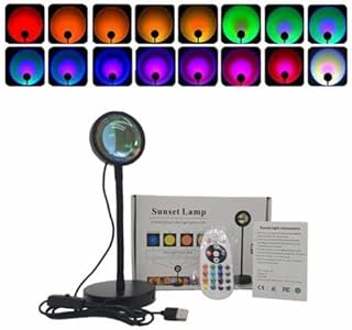 LUNO Welfare Lampe Coucher de Soleil LED 24 Couleurs Rotation 180°, Télécommande USB, Éclairage Ambiance Romantique, Idéale Photo TikTok Instagram, Décoration & Cadeau Original