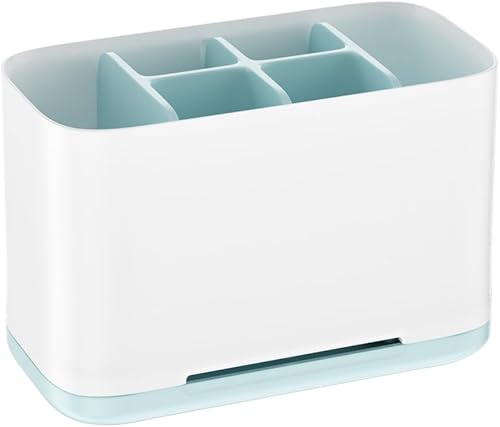 Miniatura 8 de Soporte para cepillo de dientes, soporte para pasta de dientes con parte inferior antideslizante, 3 ranuras, soporte eléctrico para cepillo de