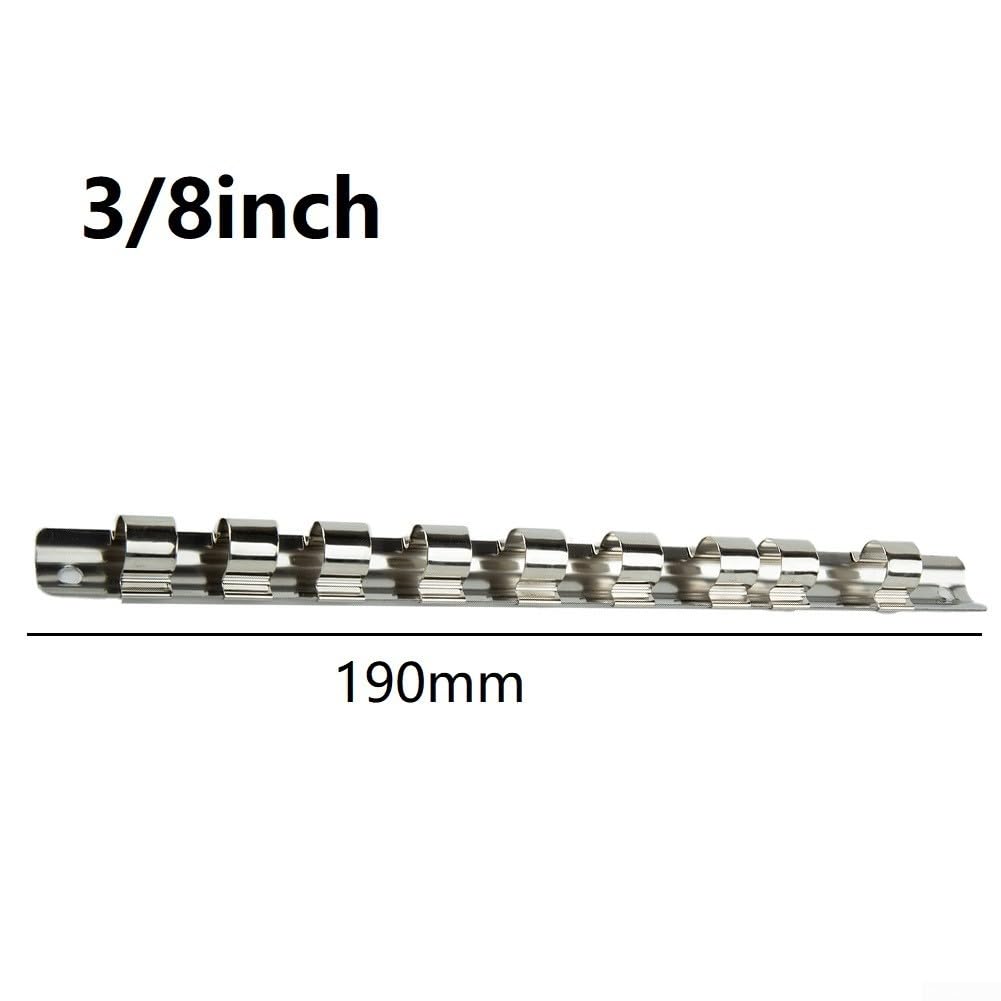 Portautensili da 1/4 3/8 1/2" con 8 clip su binario, organizer per attrezzi, 1/4", 3/8" e 1/2", con clip (3-8)