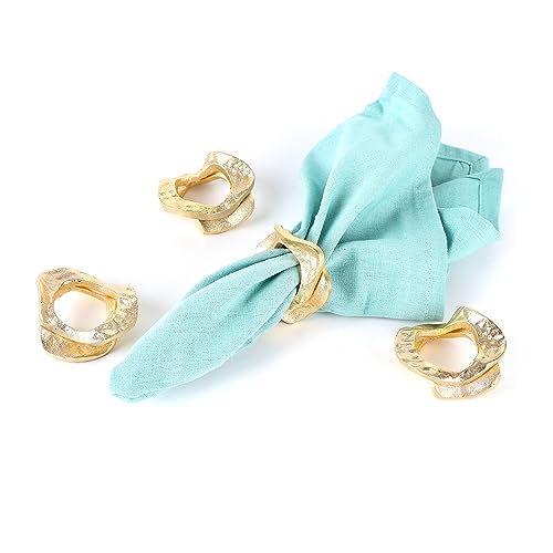 Napkin Ring Holders, Napkin Rings, Napkin Rings Set of 8, Napkin Ring Holders for Cloth Napkins, Round Serviette Rings, Napkin Ring Set, Napkin Ring Bulk - Golden