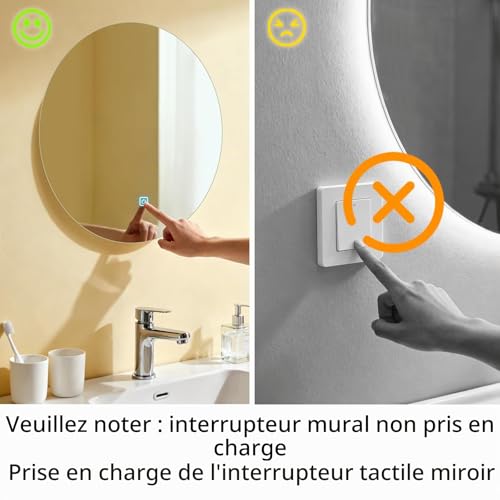 Miroir de salle de bain LED 50 cm dimmable MYGIIVOVO