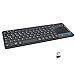 Dual Bluetooth + 2.4G Funktastatur mit Touchpad, Kabellose QWERTZ Tastatur mit Deutsch Layout für 3 Geräte, Windows PC/Computer/Laptop/MacOS MacBook/Android Tablet/iOS iPad, Schwarz