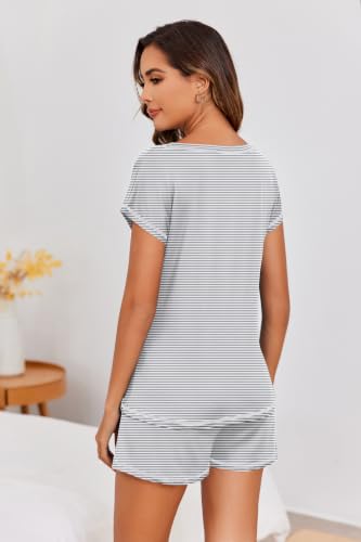 Image of Ekouaer Womens Pajama Sets 2 Piece Pjs Short Sleeve Top and Shorts