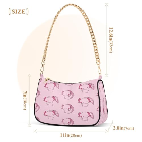 Shoulder Bag for Women Pink Axolotls Playful Tote Handbag Crossbody Bag with Zipper Closure3