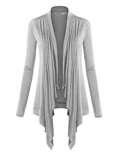 Image of Lock and Love Women's Draped Front Open Asymmetrical Cardigan - Casual Long Sleeve Lightweight Duster