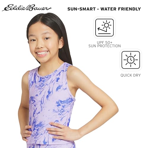 Image of Eddie Bauer Girls' UPF 50+ Swim Bikini Bottom and Racerback Tankini Set
